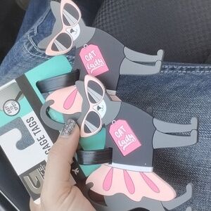 Cat lady luggage tags